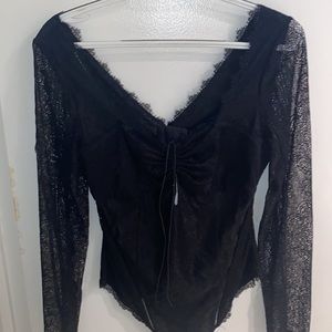 Jonathan simkhai, V-neck jumpsuit, black, lace, in size small with open back